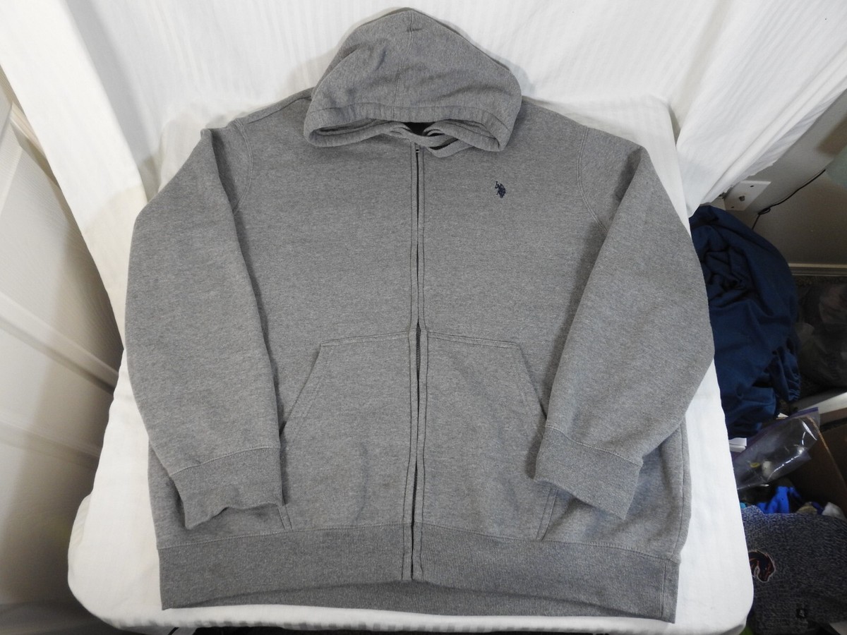 Men's U.S. Polo Assn Gray Full Zip Hooded Sweatshirt Jacket Men's U.S. Polo Assn Gray Full Zip Hooded Sweatshirt Jacket