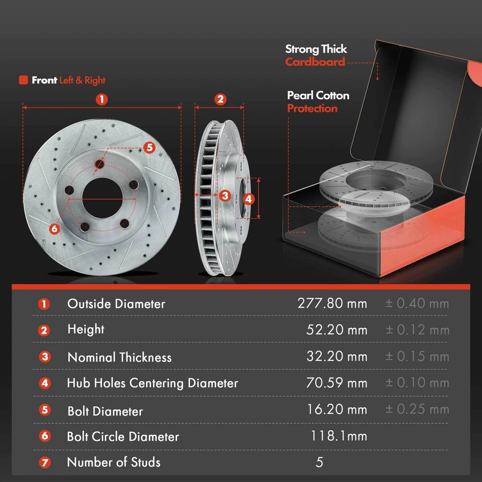 Rotores delanteros perforados y pastillas de freno + cojinete de cubo para Chevrolet Venture Buick Olds Foto 2 de 4