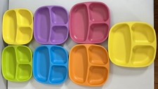 RePlay Recycled Milk Carton Divided Rainbow Colors Plates Toddler Kids Set Of 7