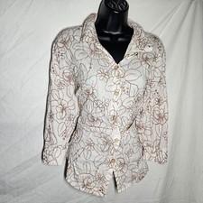 Vintage y2k fairy cottage core white brown floral blouse