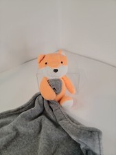 Carters Fox Lovey Security Blanket Gray Orange Baby Nursery Plush Doll Rattle