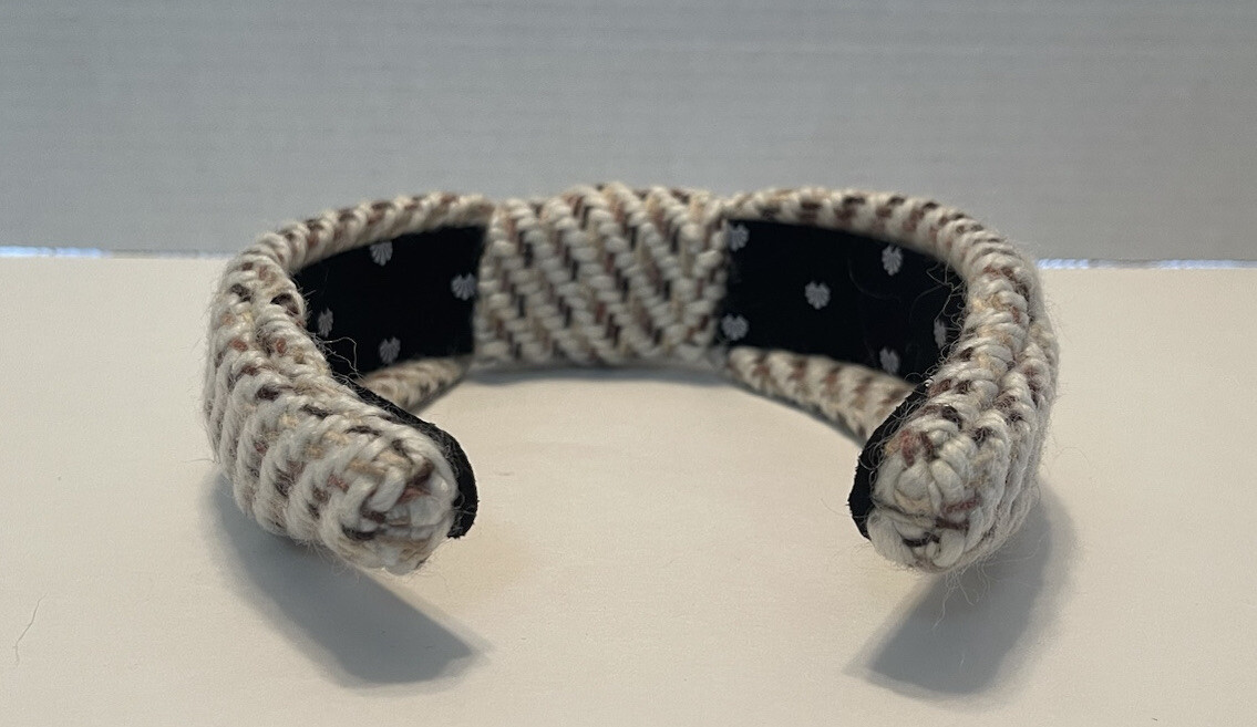 LELE SADOUGHI KNITTED KNOTTED HEADBAND CREAM AND TAN | eBay display picture 1