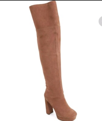 Jeffrey Campbell Destino Brown Suede Over the Knee Platform Boots SZ 8