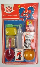 1970s Sun-maid Raisins, Kellogg's Corn Flakes, Gerber Feeding Set Dime Store Toy