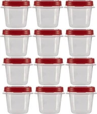 Rubbermaid Easy Find Lids Food Storage Containers, 0.5 Cup, Clear With Red Lids 