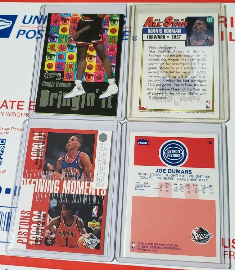 4 поршня Skybox Fleer Upper Deck 92 96 98 99 NBA Dennis Rodman Joe Dumars  - Изображение 2 из 4