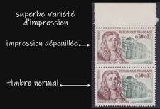 1966 FRANCE N°1471** Mansart VARIETE IMPRESSION DEPOUILLEE tenant à normal TB