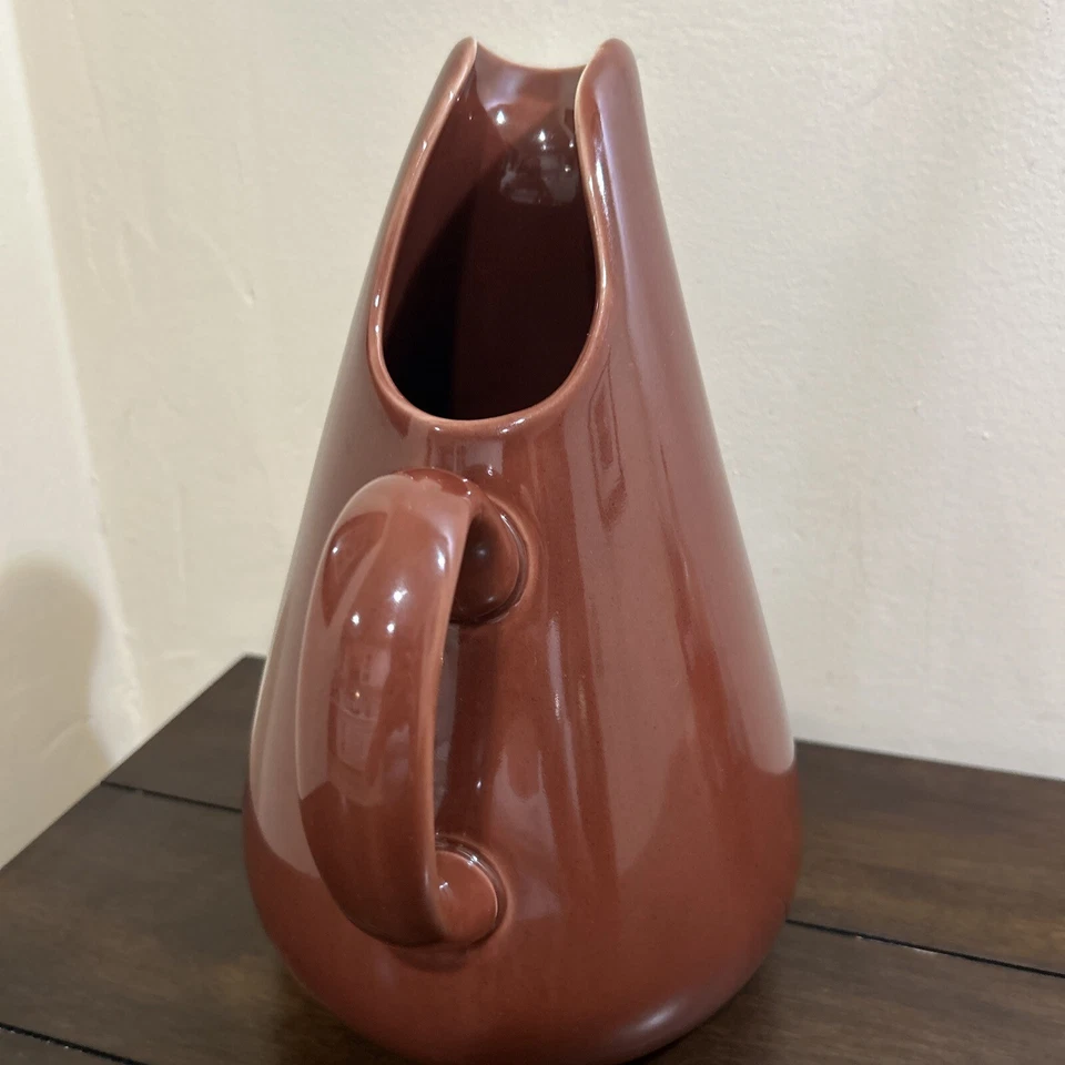 3 кварты Современный кувшин середины века из керамики Oneida Russel Wright коричневые бобы 10,5 дюйма - Изображение 2 из 4