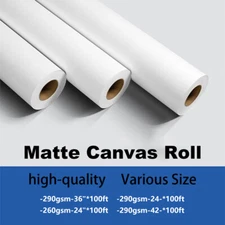 Premium Polyester Canvas Roll Waterproof Matte for 24"36"42"X100' inkjet printer