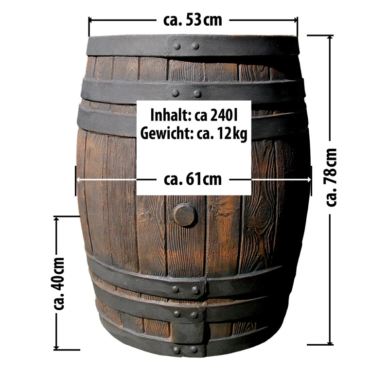 REGENTONNE REGENFASS WASSERFASS REGENBEHÄLTER REGENSPEICHER GARTENFASS REGENTANK - Bild 3 von 4