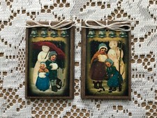 5 Wooden Handcrafted Christmas Ornaments, Christmas Hang Tags Set1D