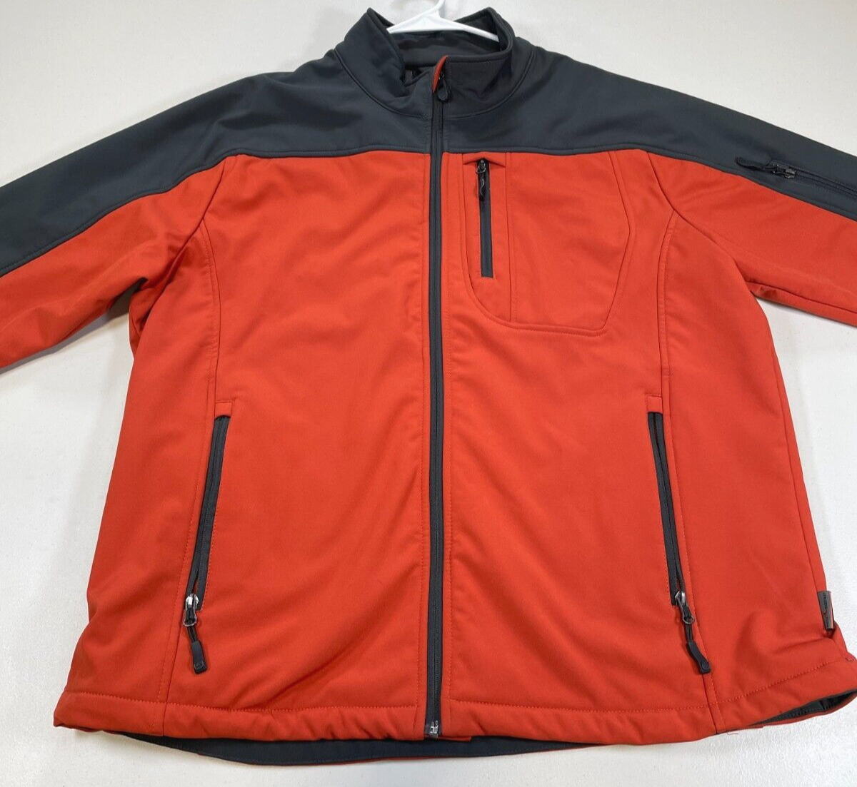 Free Country Mens Orange Gray Softshell Jacket Full Zip Size XL