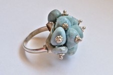 Sterling Silver Blue Larimar Unique Cluster Ring Size 8