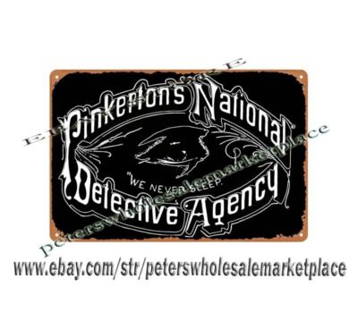 Pinkerton National Detective Agency metal tin sign decorative wall decals