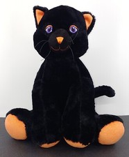 Build A Bear Workshop Black Cat 12" Plush Orange Paws Purple Eyes Halloween BABW