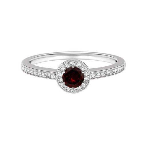 Bague Femme Argent Sterling Avec 4 Perles Péridot & Grenat - Taille 54 - Occasion Bon état
