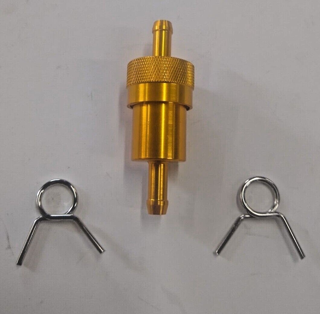 Gold Performance Fuel Filter W/ Brass Washable Filter For Harley 5