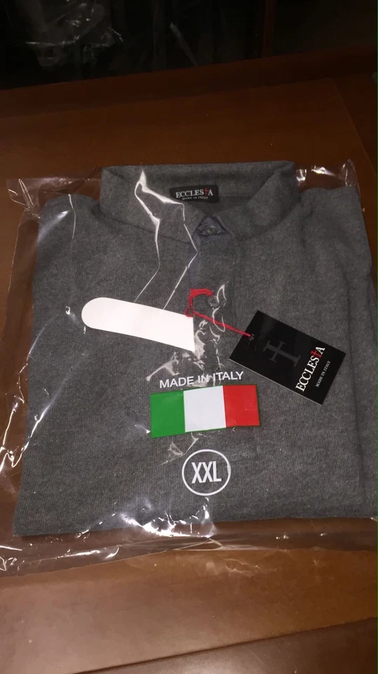 POLO MAGLIONE PRETE SACERDOTE 100 % Cotone flanella Grigio Made in Italy  nuova - Immagine 4 di 4
