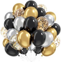 Luftballons Schwarz Gold Silber, 60 StüCk Latex Luftballons Schwarz Metallic