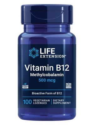 Life Extension Vitamin B12 Methylcobalamin 500mcg 100 Count (Pack of 1), Pink