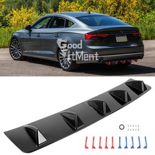 For Audi A4 A5 A6 A7 Gloss Rear Bumper Spoiler Lip Splitter Shark 5-Fins Kit