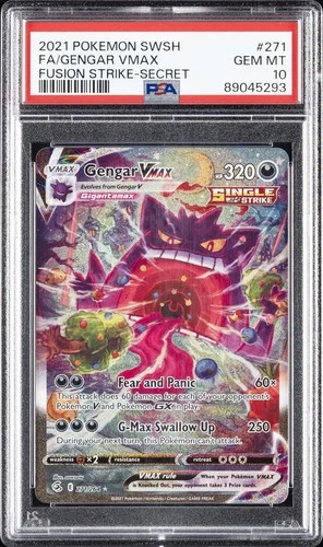 2021 POKEMON SWORD & SHIELD FUSION STRIKE SECRET FULL ART/GENGAR VMAX PSA 10