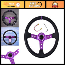 350mm Racing Steering Wheel - Black Grip Aluminum Frame Drifting Horn Button