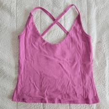 Moda International Pink Cross Strap Tank Cami Top Pink/Purple M 100% Cotton