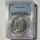 1887 Morgan Silver Dollar $1 Philadelphia PCGS MS64 Cert #08509188
