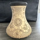 Weller Burntwood 1910 Vintage Art Pottery Clay Tan Body Ceramic Corset Vase