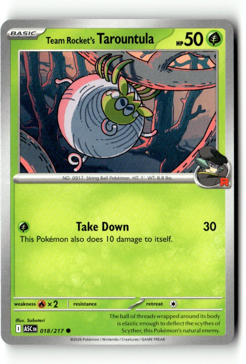 Team Rocket'S Tarountula 18/217 Ascended Heroes Regular 2026 Pokemon NM