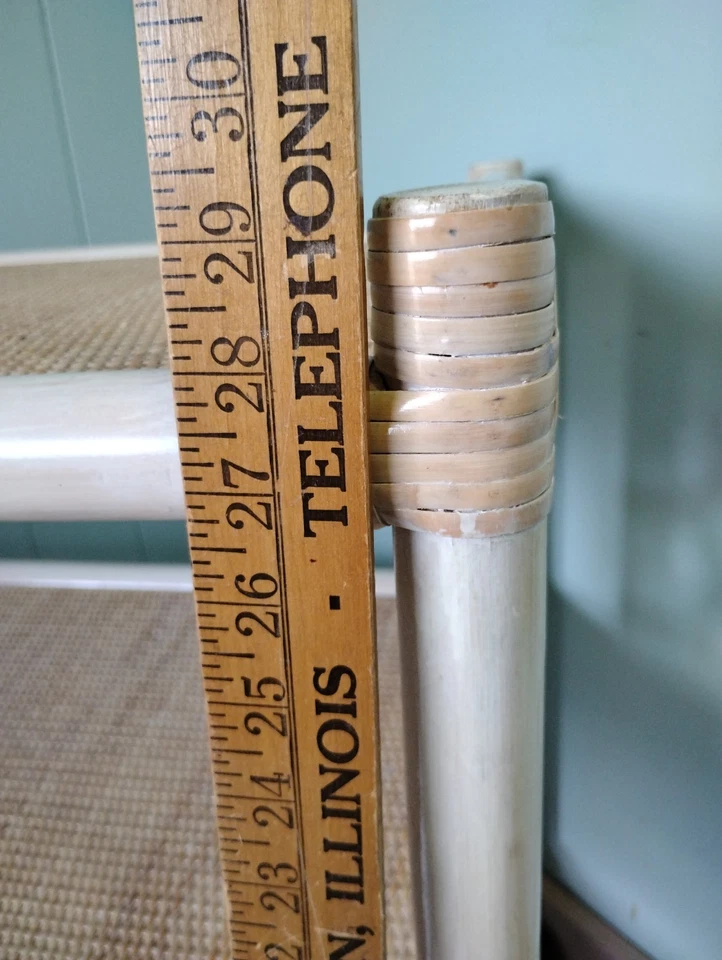 Белая промытая бамбуковая ротанговая плетеная колесная сервировочная боковая тележка Palm Beach Tiki MCM - Изображение 2 из 4