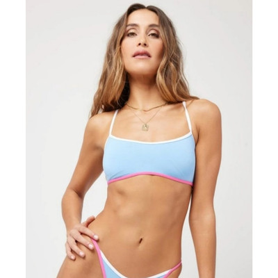 L*Space Pamela Bikini Top Racerback in Blue Size Medium NWT