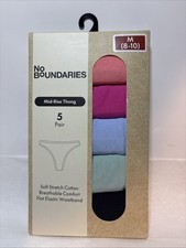 No Boundaries Mid-Rise Thong 5 Pair Size M  8 / 10  ASSORTED COLORS NEW