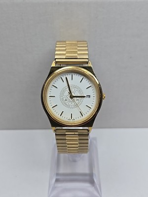 American Time IAM Union Made Mens Gold Tone Quartz Watch New Battery Date