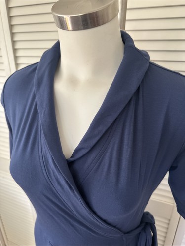 Neu mit Etikett Quitte dunkelblau Tencel Midi Wickel Maxi Kleid M - Bild 3 von 5