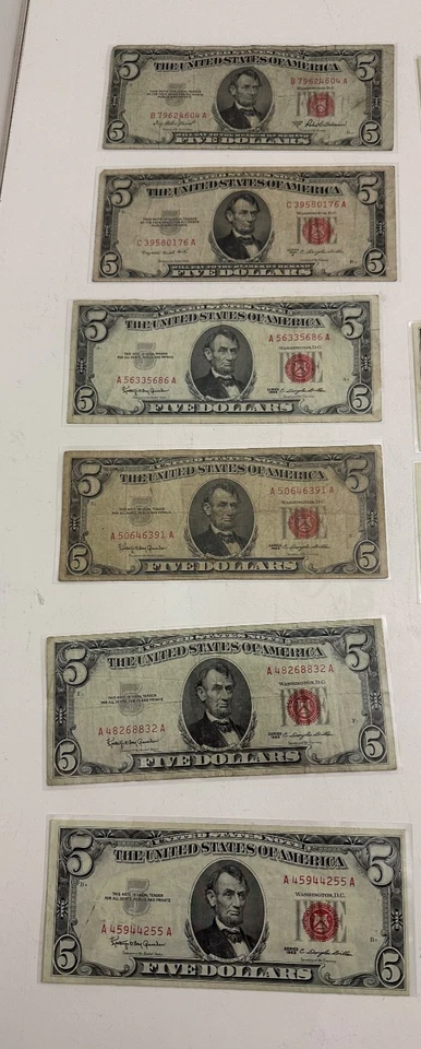 Lot of 24 - Five Dollar Bill US Red Seal Note $5 Currency Circulated 1963 1953 - Image 4 of 4