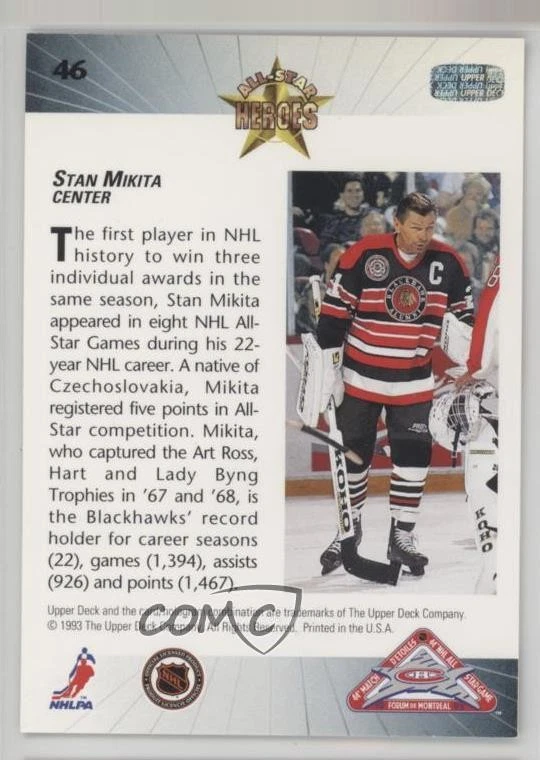 1992-93 Upper Deck All-Stars Stan Mikita #46 HOF - Image 2 of 2