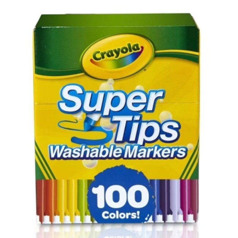 Crayola 100ct Super Tips Washable Markers, School Supplies, Adult Coloring 