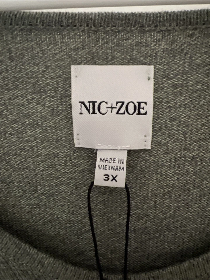 NWT Women’s Nic + Zoe Olive Green Cotton Blend Long Sleeve Sweater Size 3X - Image 4 of 4