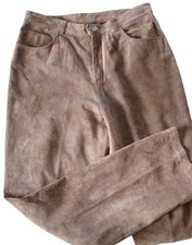 Womens Brown Suede Leather Pants Womens 12 Straight Leg Western Cowgirl Vintage