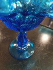 Pair Of Vintage Fenton Glass Compote Vase Colonial Blue Thumbprint — photo 6