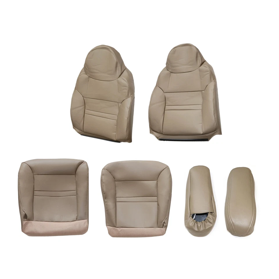 For Ford Excursion Limited XLT 2000-01 Front Bottom & Top Leather Seat Cover Tan - Image 3 of 4