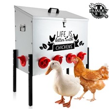 Farm Poultry Feeder 1PC, Galvanized Metal 95lb Extra-Large 10 Feeding Ports