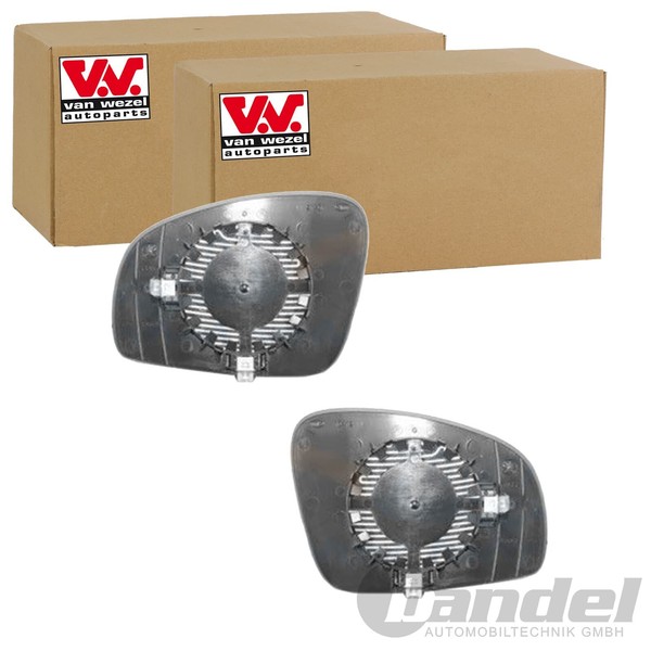 2X VAN Wezel Spiegelglas Passend FüR Skoda Fabia Roomster Links+Rechts-image