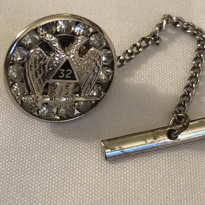 Masonic Scottish Rite 32nd Degree Double Eagle Head Tie Pin