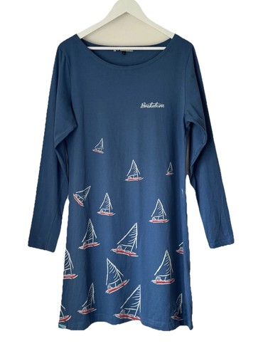 Brakeburn Damen blau Segel/Boot Print Langarm T-Shirt Kleid XL UK 16-18