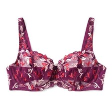 Soma Purple Floral Embroidered Lace Underwire Everyday Chic Bra 36D