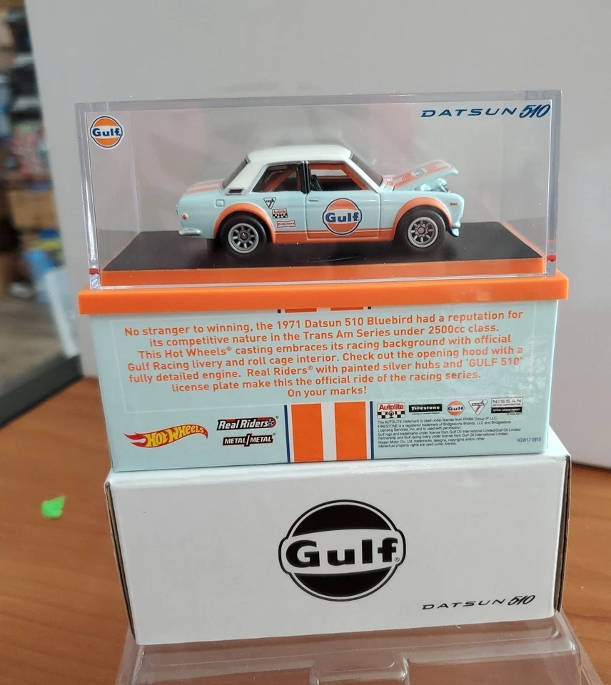 Hot Wheels 2022 Red Line Club RLC Exclusive '71 Datsun 510 Gulf Decor - Image 3 of 4