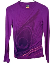 ICEBREAKER 200 Women's Merino Purple Long Sleeve Slim Top Base Layer Sz Sm